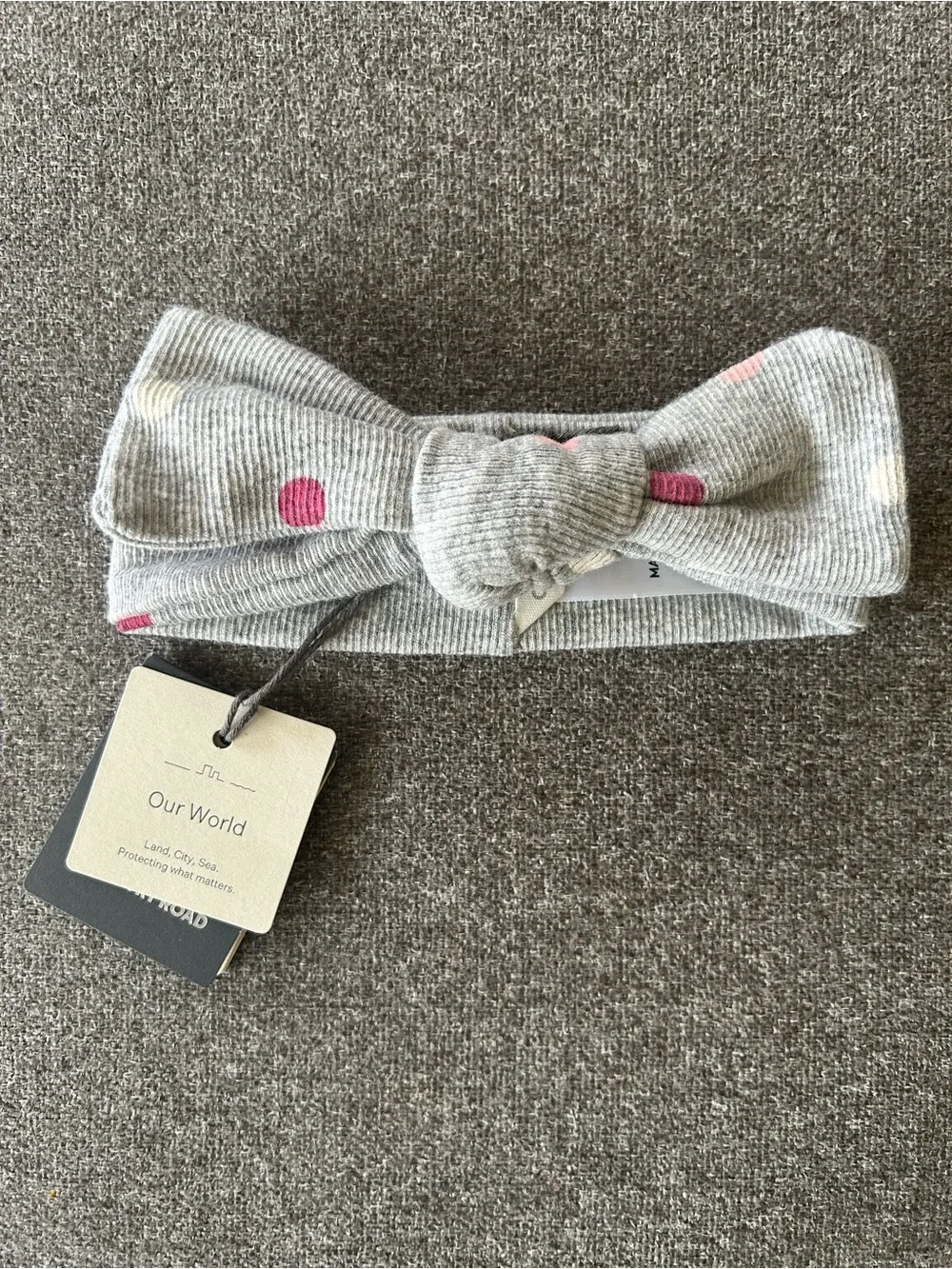 Country Road Gray Knit Polka Dot Knot Headband